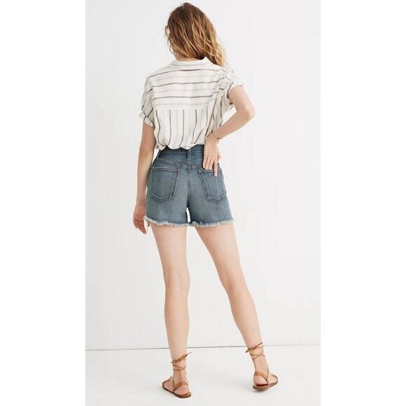 Madewell The Perfect Jean Short Medium Wash Size 30 High Rise Denim Blue - Picture 2 of 8